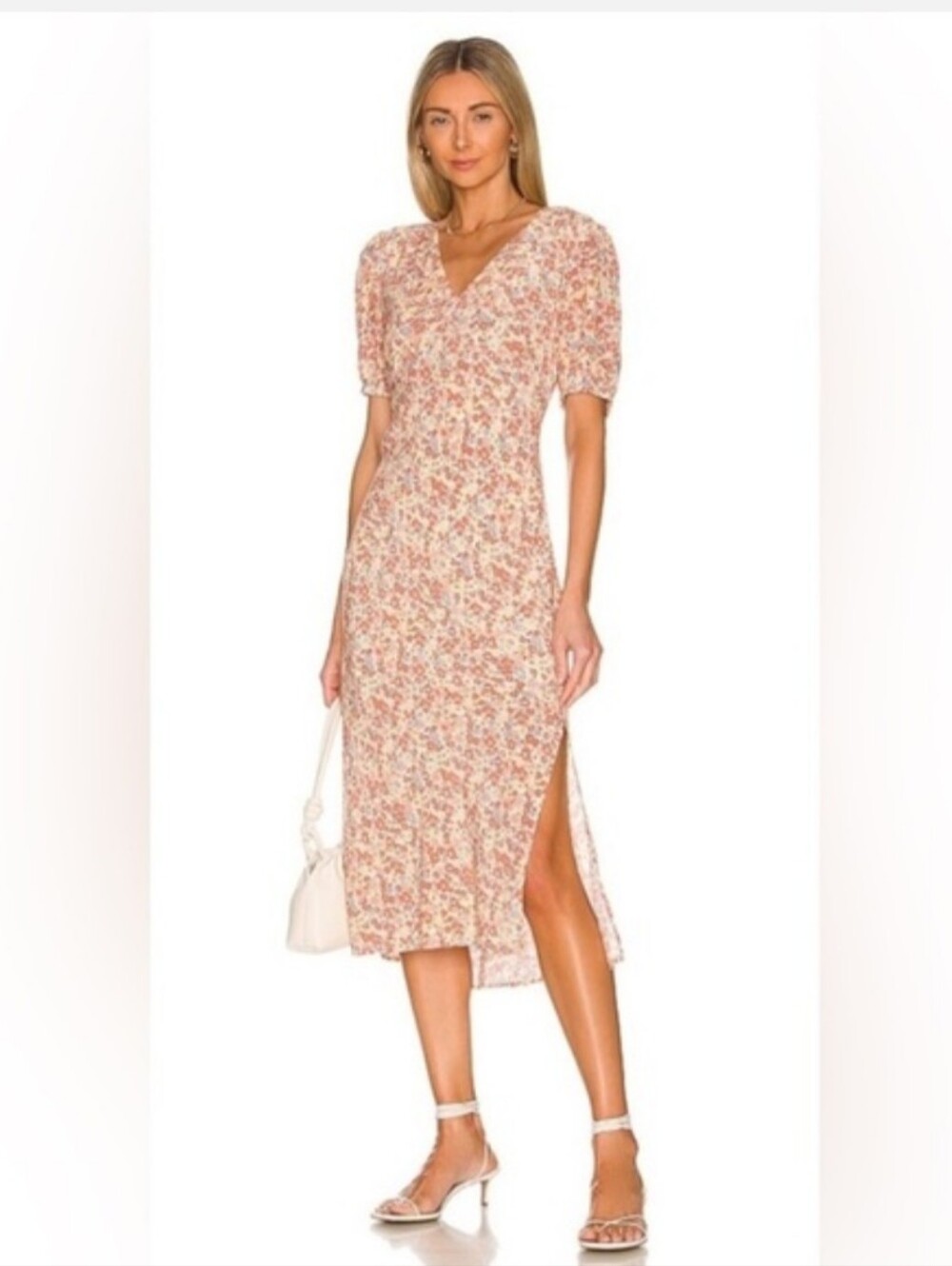 Rails Shelly Multi Wildflower Midi Floral Puff-Sleeve Midi Dress Size Medium